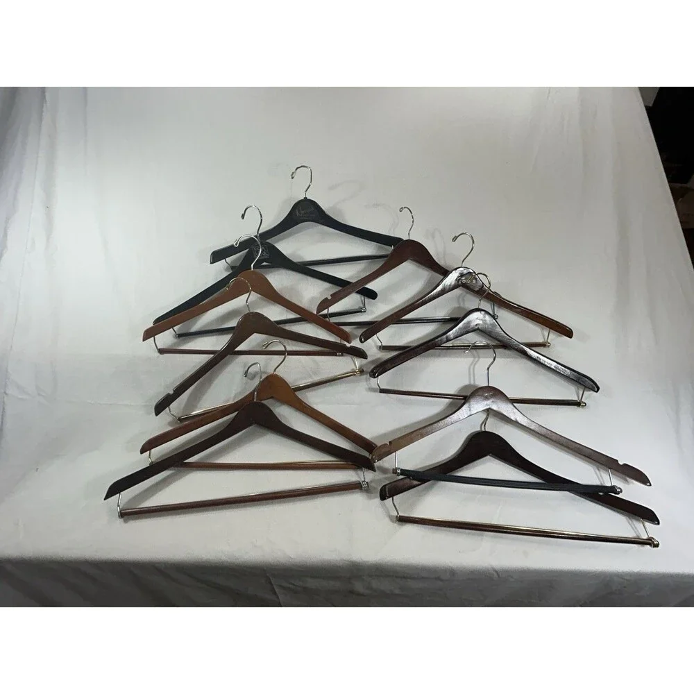 Wooden Coat & Suit Hangers Lot of 10 Mixed Styles Vintage Heavy Duty Closet